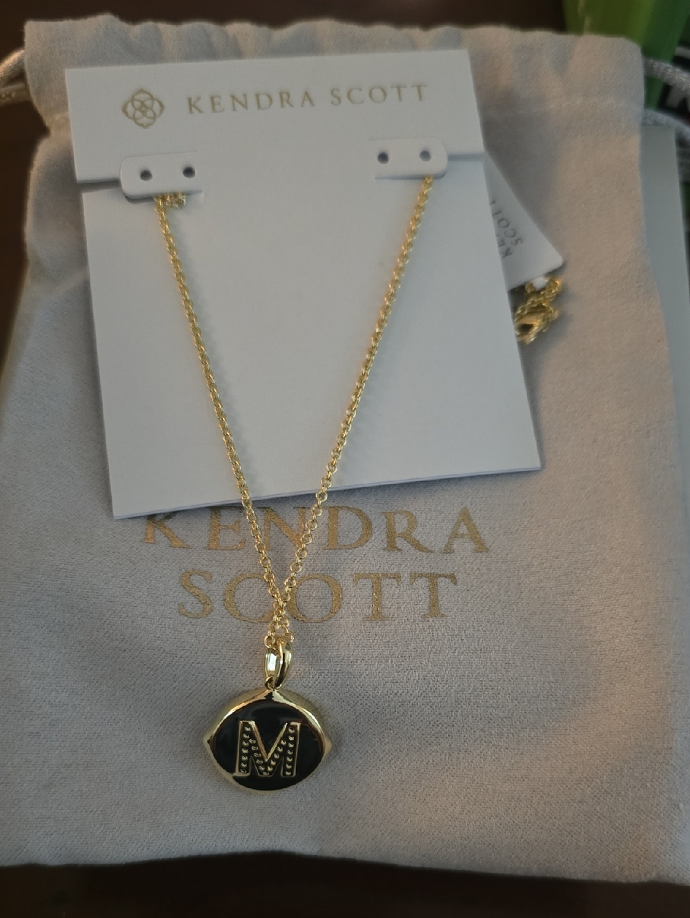 Kendra Scott Gold Necklace with Mother Of PEARL Initial M Pendant